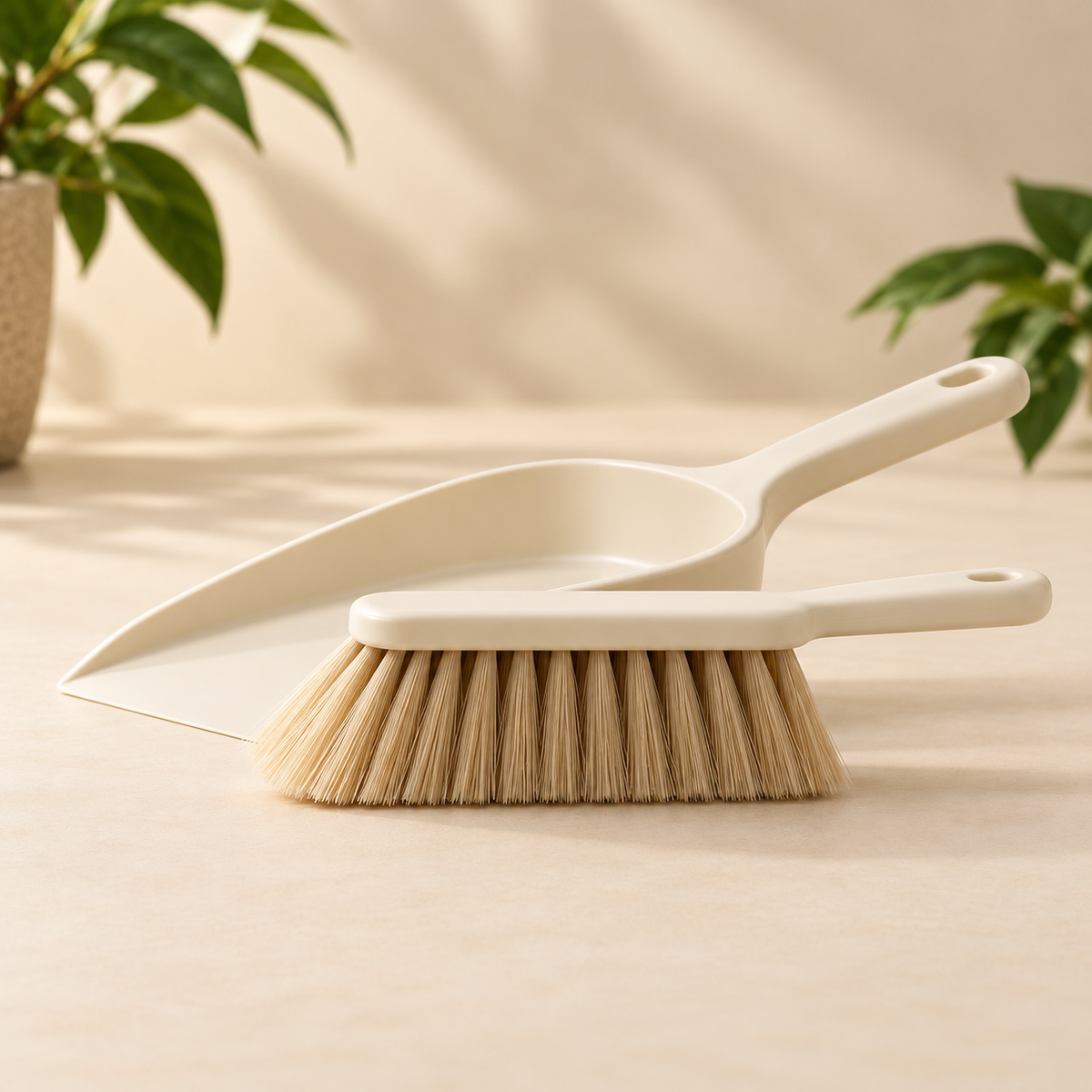 AI concept: dustpan-and-brush - side profile studio view