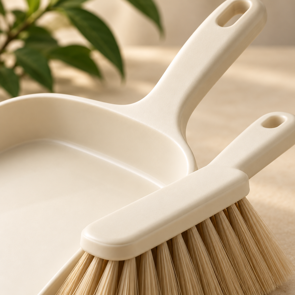 AI concept: dustpan-and-brush - close-up construction detail