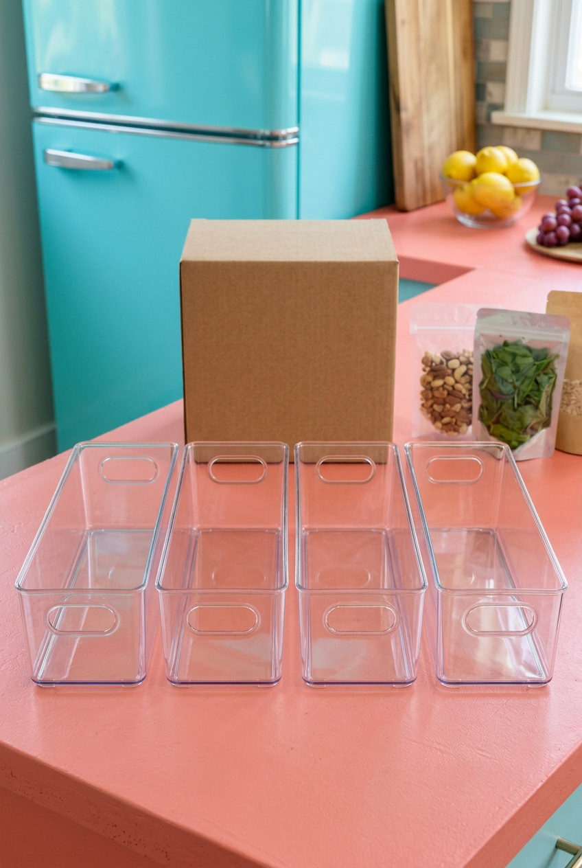 Three-bin concept with unbranded kraft packaging