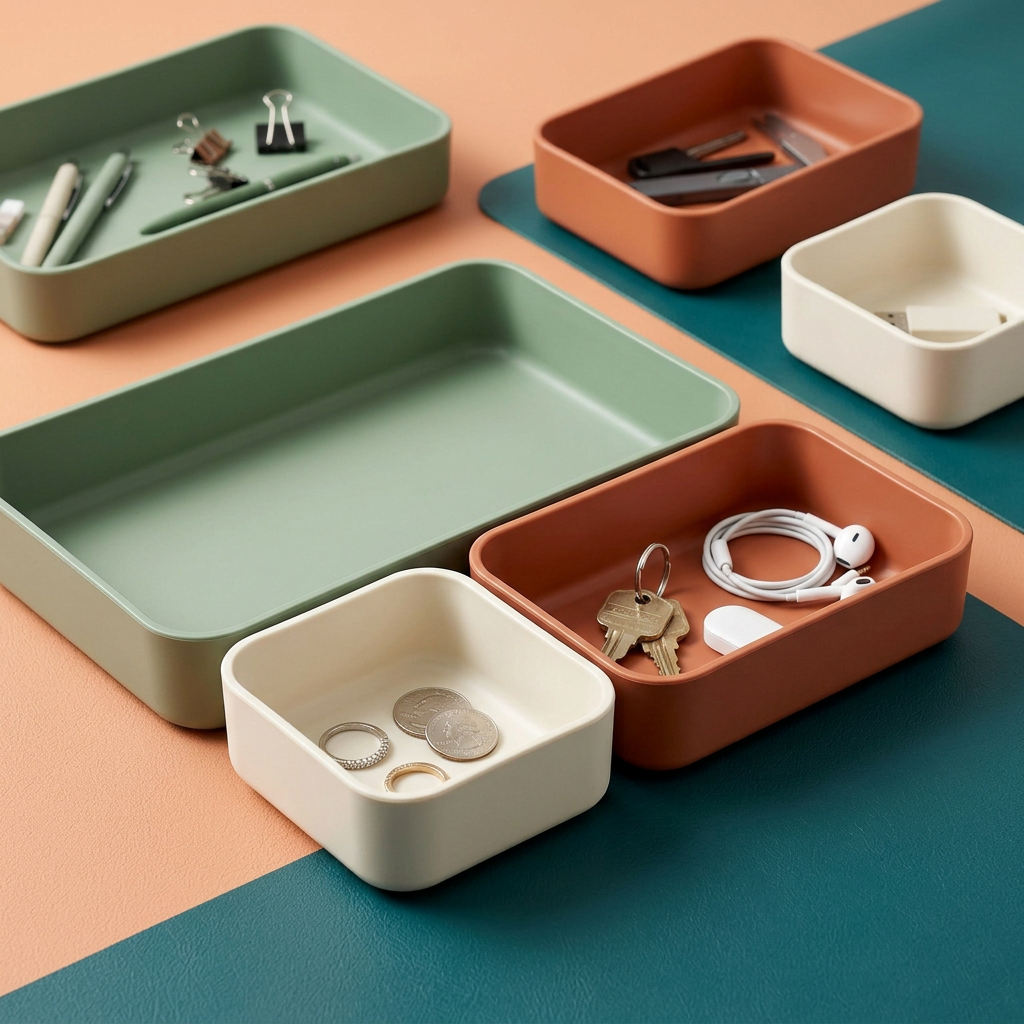 Concept close-up of tray edges and corners