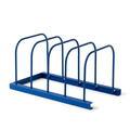 Empty blue cookware organizer concept on white background