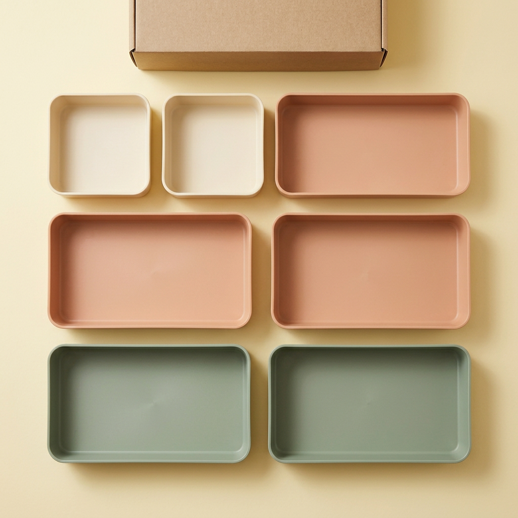 Overhead concept layout of seven separate organizer trays